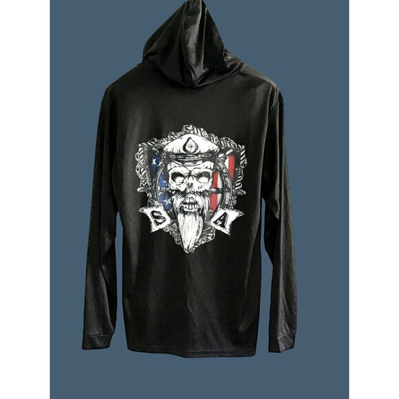 SA & CO. MENS BLACK GRAPHIC LIGHT WEIGHT PULLOVER HOODIE LONG SLEEVE SIZE MEDIUM